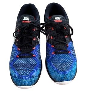 Nike Men's Flyknit Lunar 3 Runner. Size 11.5, Black/Blue